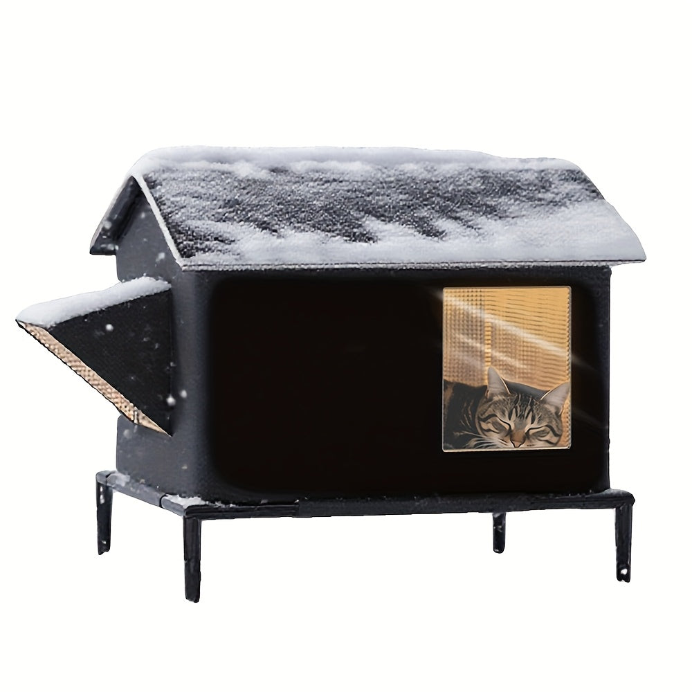 Large Multi-Cat All-Season Cat House - Winter Warmth Heart-Shaped Stray Cat Shelter