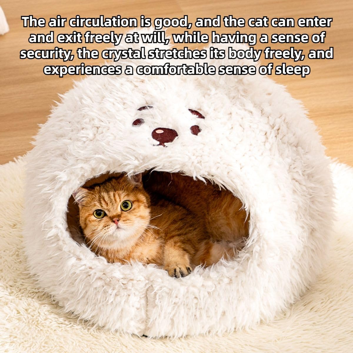 Cozy Cat Cave Bed with Privacy Cover, Winter Warm Dog House for Indoor Use