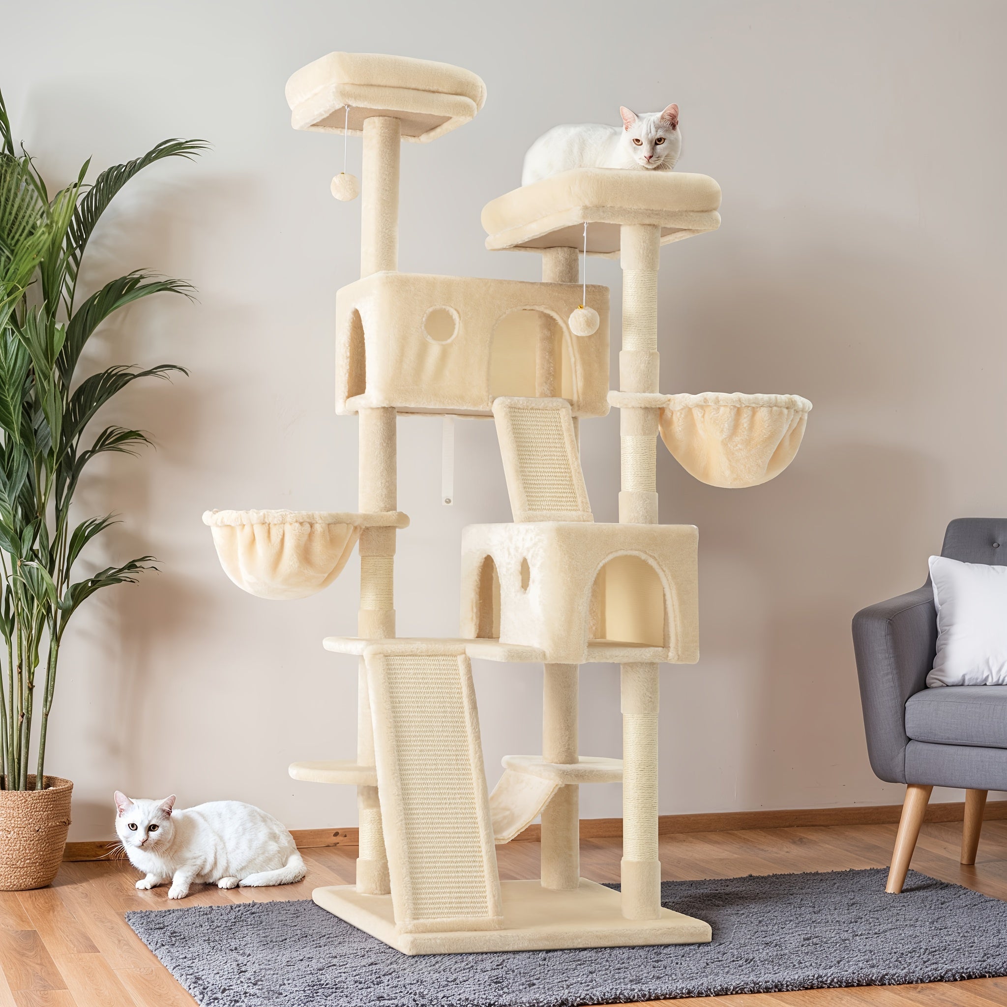 HOOMIC 65in Multi-Level Large Cat Tree Tower For Indoor Cats