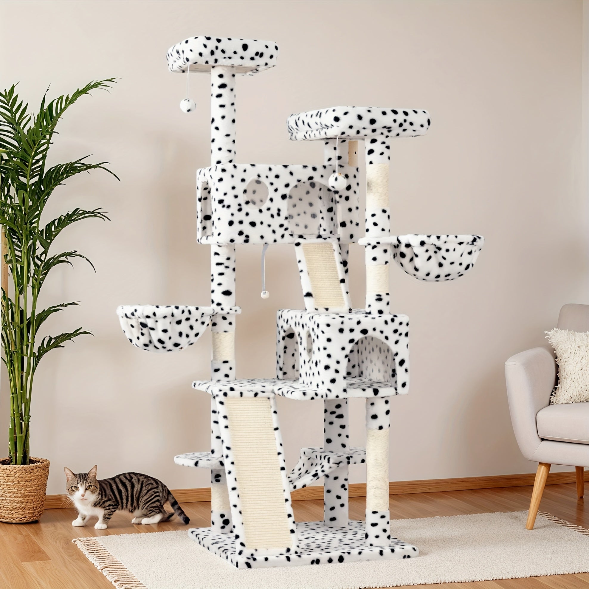 HOOMIC 65in Multi-Level Large Cat Tree Tower For Indoor Cats