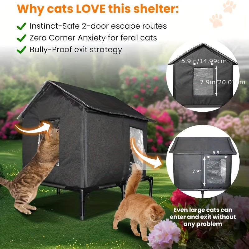 Large Multi-Cat All-Season Cat House - Winter Warmth Heart-Shaped Stray Cat Shelter