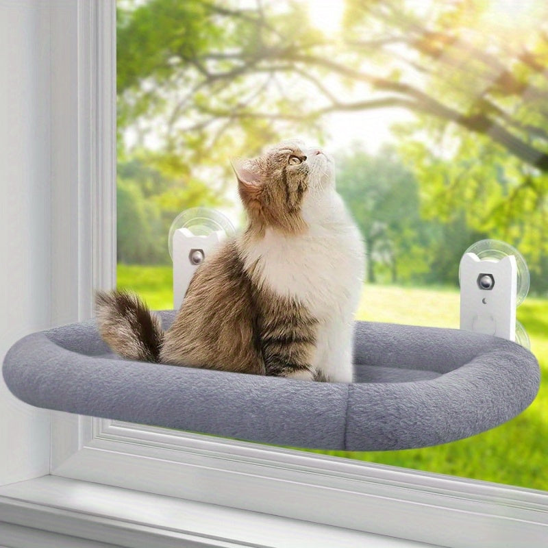 Spacious Feline Window Perch Featuring a Cushioned Cordless Hammock And Four Strong Suction Cups