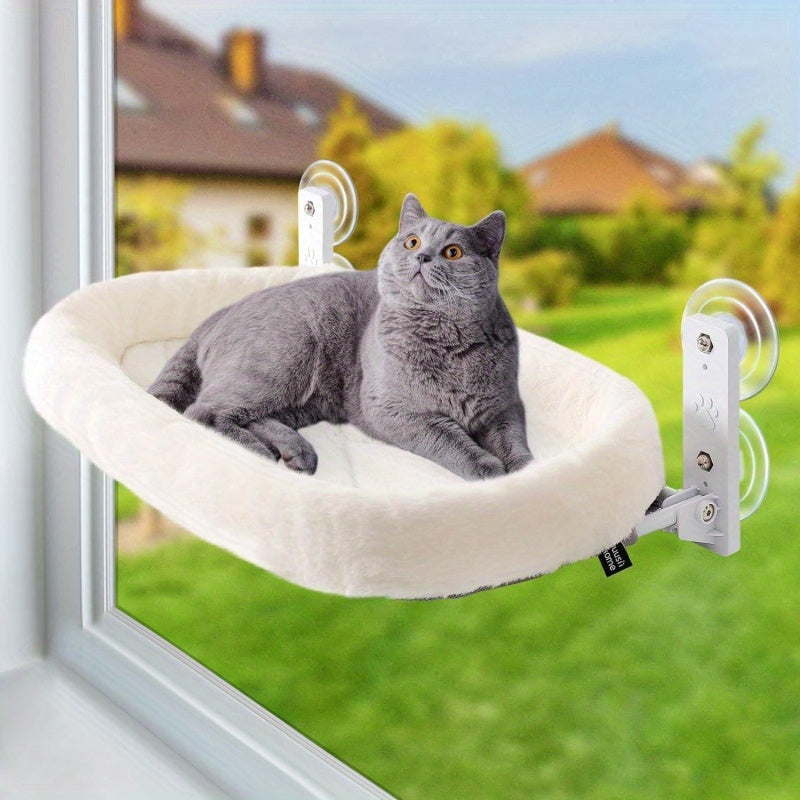 Spacious Feline Window Perch Featuring a Cushioned Cordless Hammock And Four Strong Suction Cups