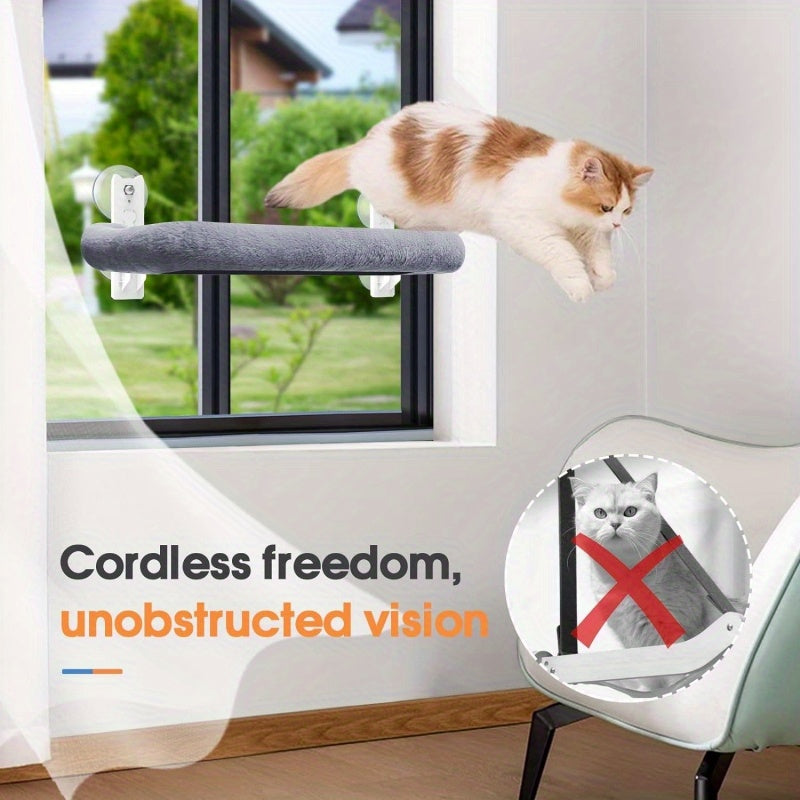 Spacious Feline Window Perch Featuring a Cushioned Cordless Hammock And Four Strong Suction Cups