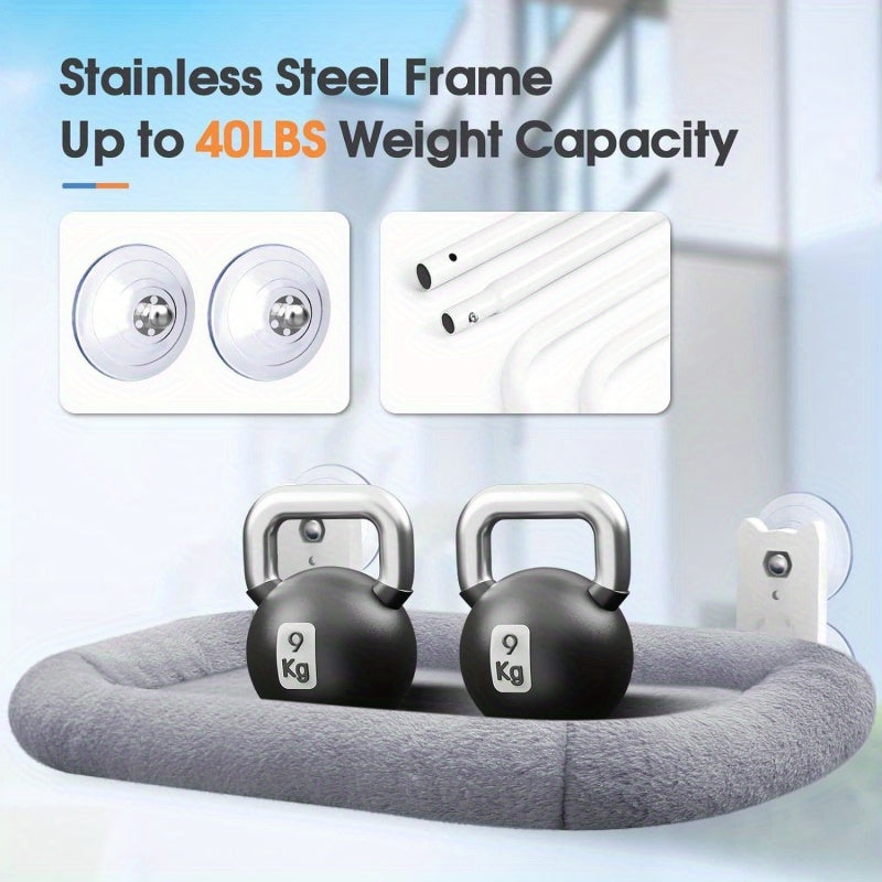 Spacious Feline Window Perch Featuring a Cushioned Cordless Hammock And Four Strong Suction Cups