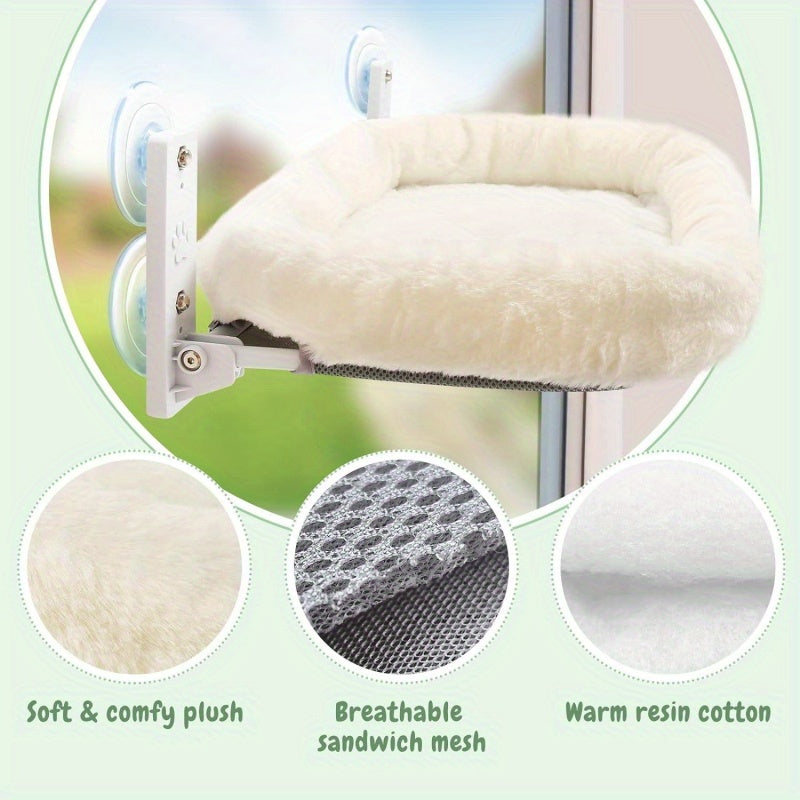 Spacious Feline Window Perch Featuring a Cushioned Cordless Hammock And Four Strong Suction Cups