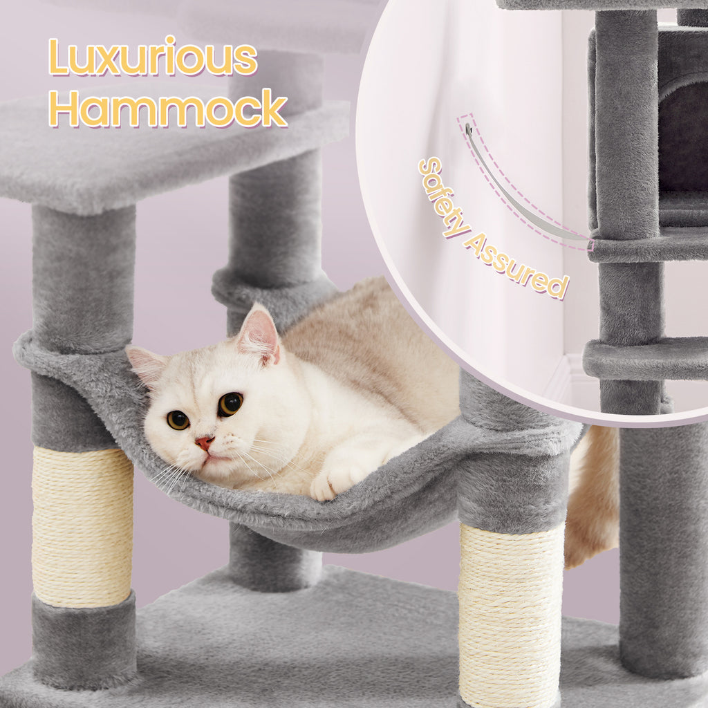 Cat Tree, 44.1-Inch Cat Tower for Indoor Cats, Multi-Level Cat Condo with 4 Scratching Posts
