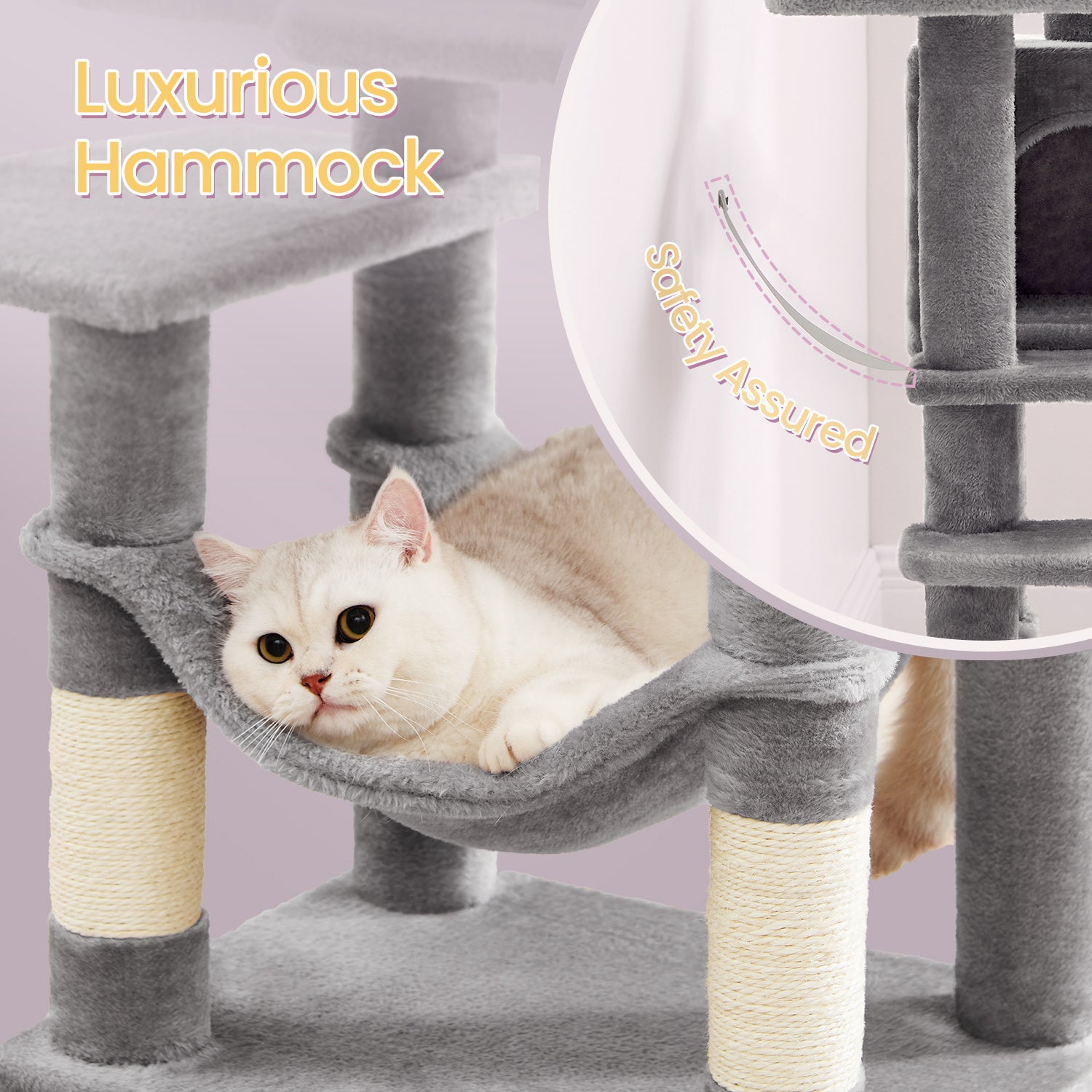 Cat Tree, 44.1-Inch Cat Tower for Indoor Cats, Multi-Level Cat Condo with 4 Scratching Posts