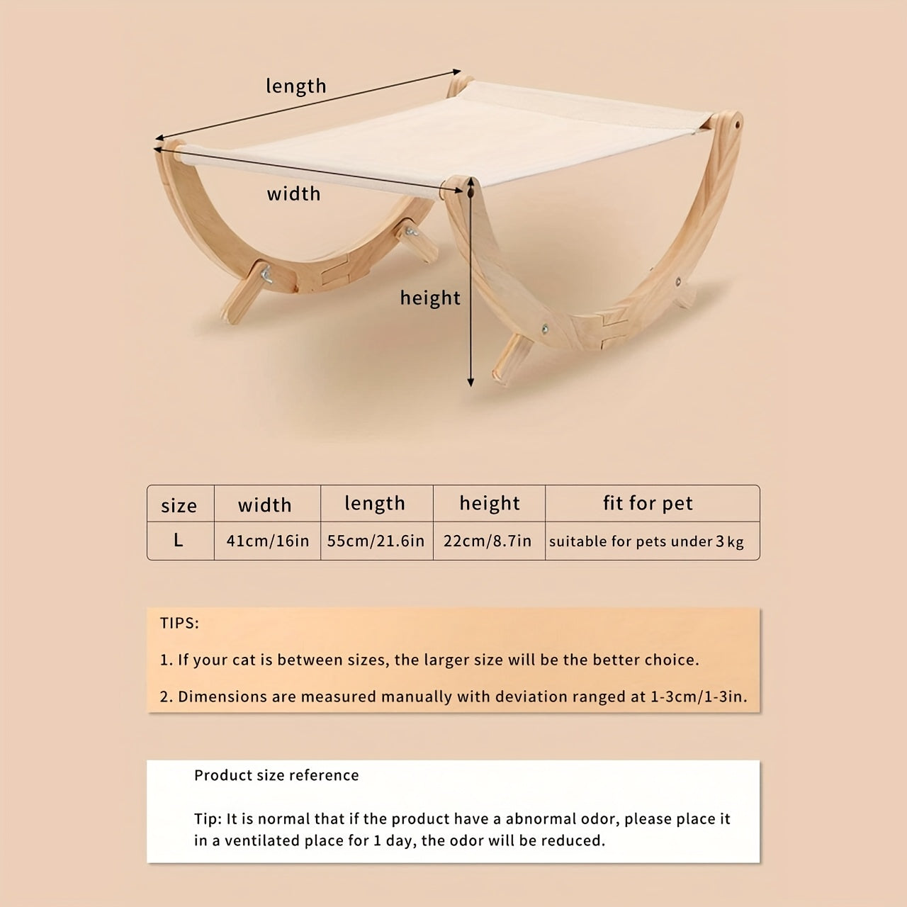 1pc Solid Wood Cat Shaker Pet Nest Foldable Cat Nest Hammock Non-slip Stable