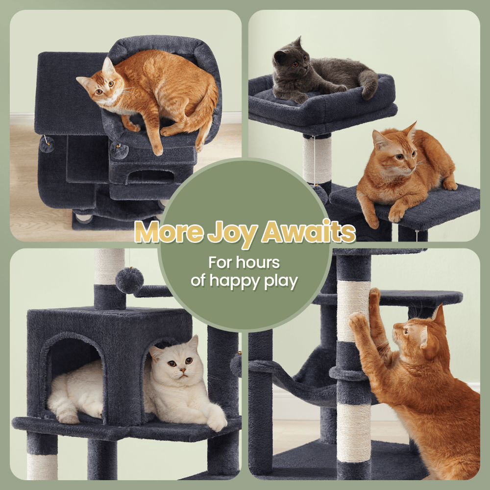 Cat Tree, 44.1-Inch Cat Tower for Indoor Cats, Multi-Level Cat Condo with 4 Scratching Posts
