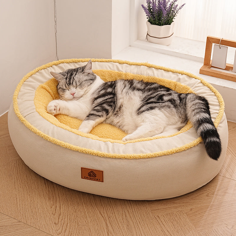 Lamb Fleece Pet Bed Ultra-Soft Pet Deep Sleep Bed | Enclosed Dog Mattress