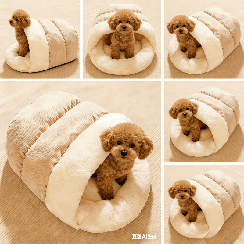 Semi-Enclosed Comfortable Slipper-Shaped Plush Pet Bed - Warm And Soft