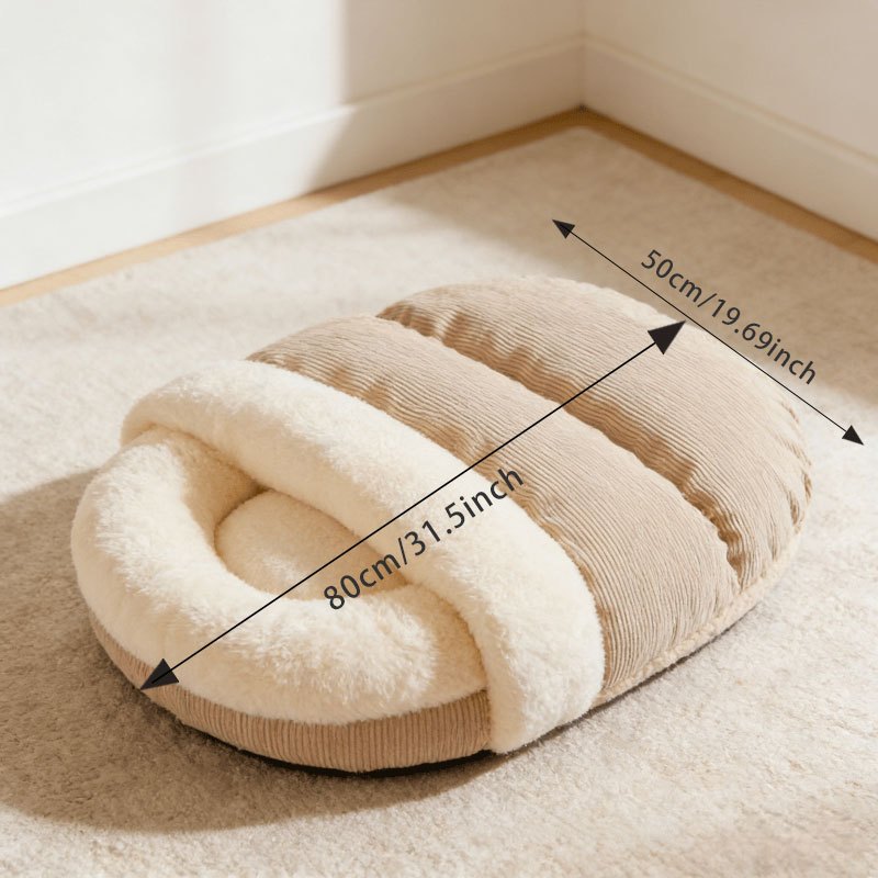 Semi-Enclosed Comfortable Slipper-Shaped Plush Pet Bed - Warm And Soft