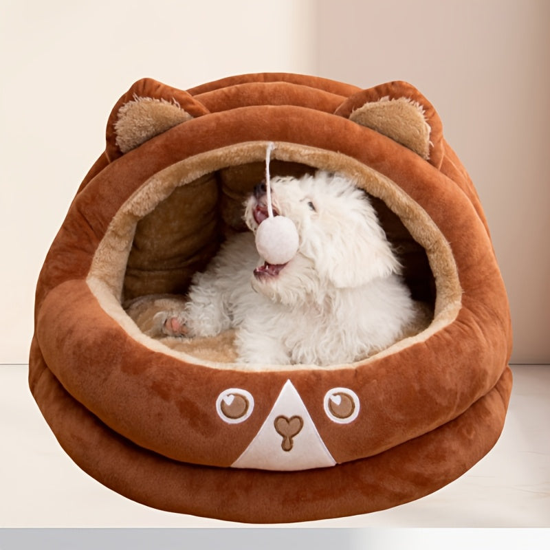 Cozy Mongolian Yurt-Style Cat House - All-Season Warmth, Cute Cartoon Design