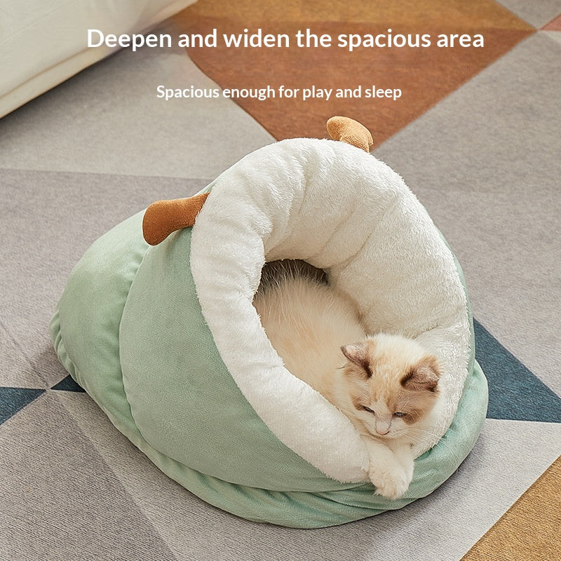 Modern for cat House Semi Closed Warm Pet Bed | Sponge and Polypropylene