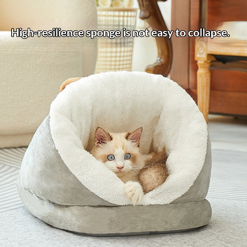 Modern for cat House Semi Closed Warm Pet Bed | Sponge and Polypropylene