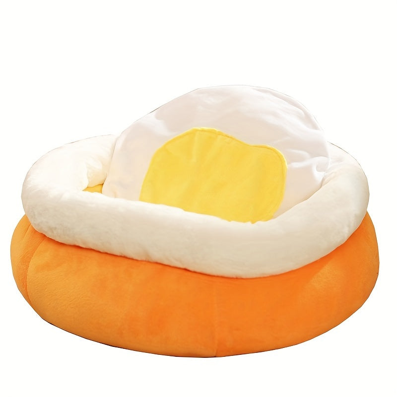 All-Season Comfort Cat Bed - Modern Semi-Enclosed Plush Cat House with Anti-Slip Bottom
