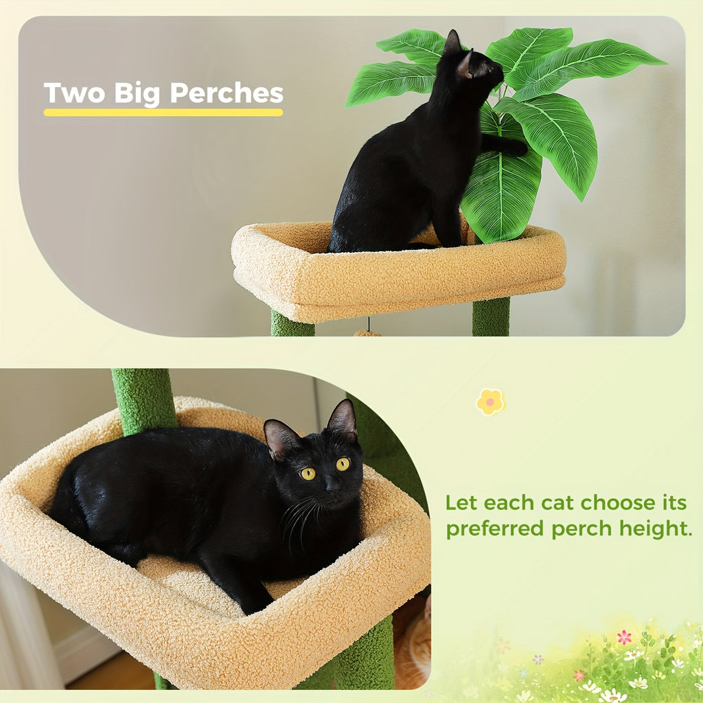 74.8in Large Cat Tree Tower with Hammock & Basket for Indoor Cat- Multi-Level Cat Condo