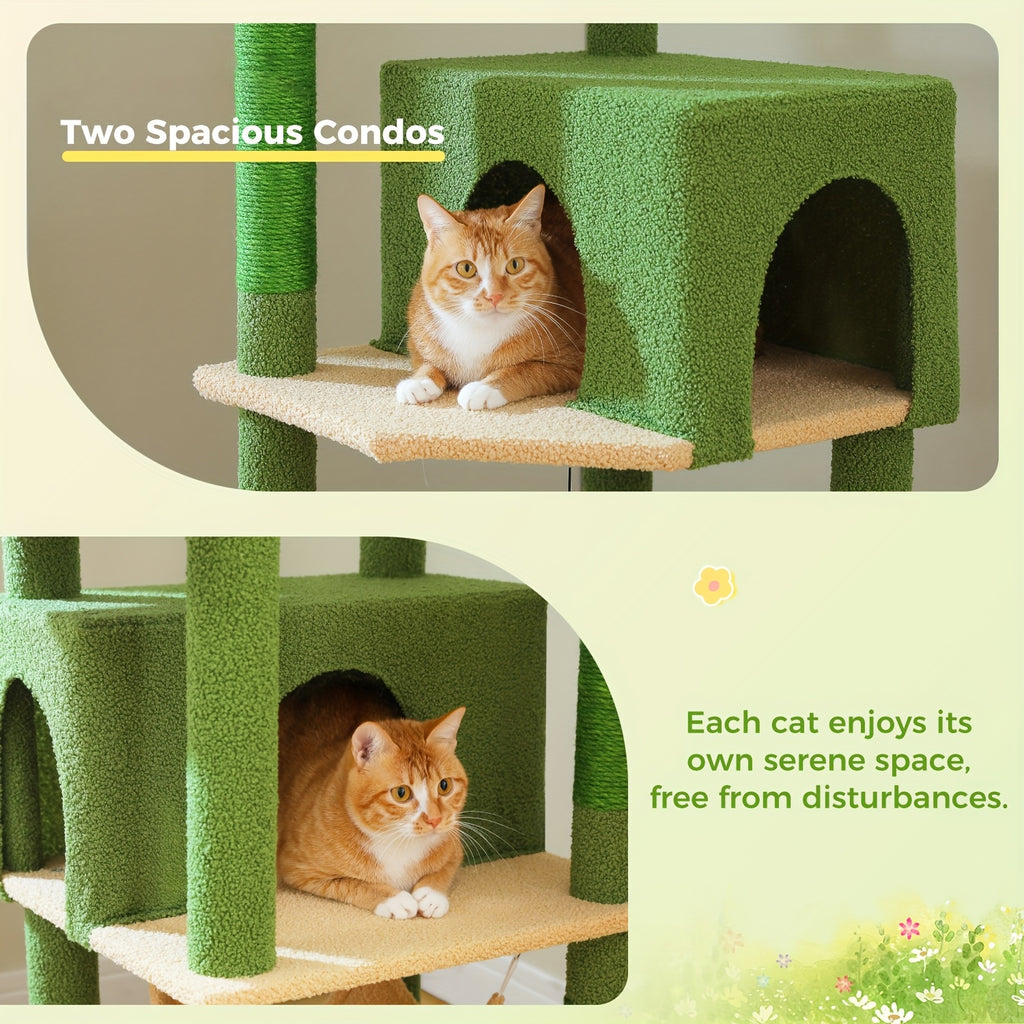 74.8in Large Cat Tree Tower with Hammock & Basket for Indoor Cat- Multi-Level Cat Condo