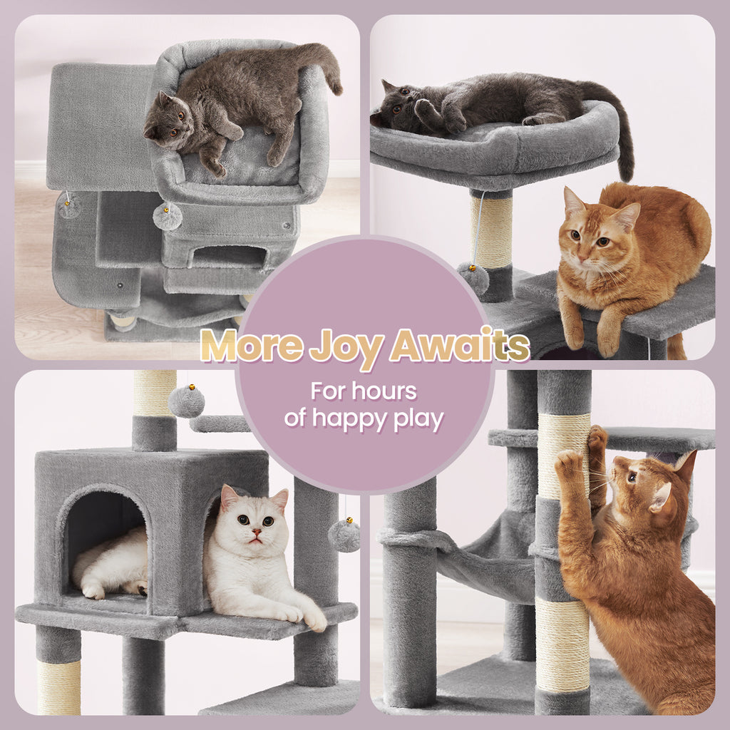 Cat Tree, 44.1-Inch Cat Tower for Indoor Cats, Multi-Level Cat Condo with 4 Scratching Posts