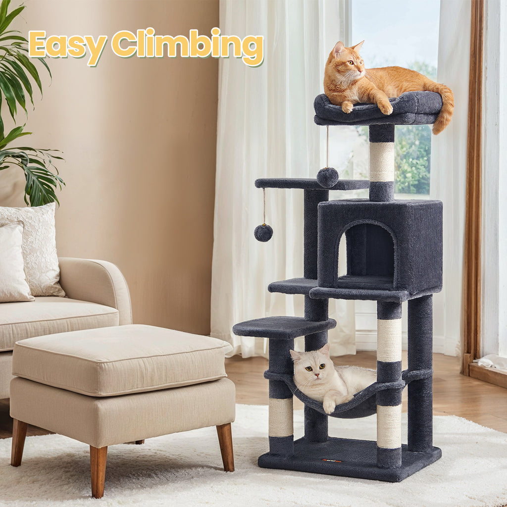 Cat Tree, 44.1-Inch Cat Tower for Indoor Cats, Multi-Level Cat Condo with 4 Scratching Posts