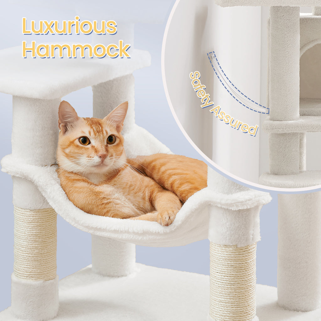 Cat Tree, 44.1-Inch Cat Tower for Indoor Cats, Multi-Level Cat Condo with 4 Scratching Posts