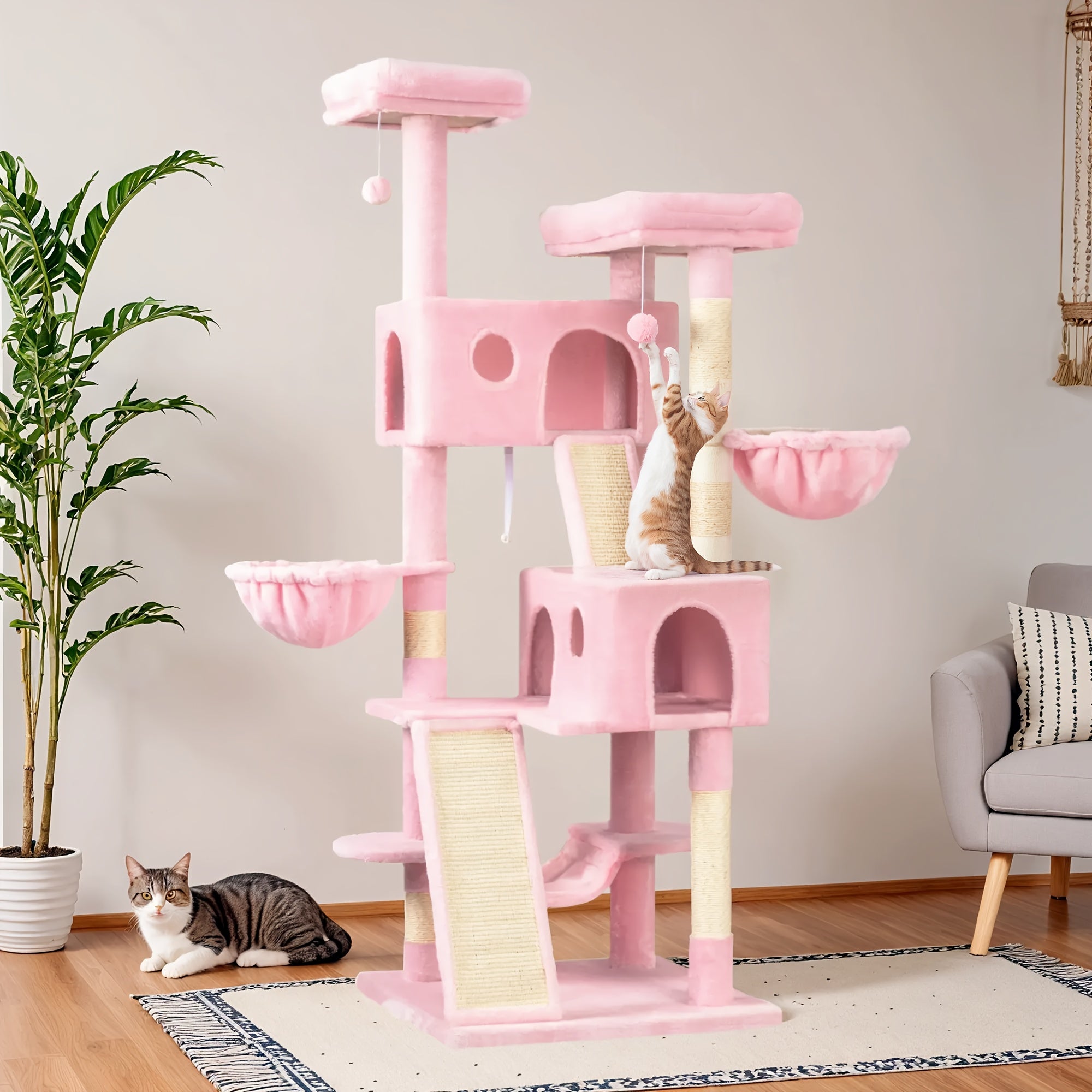 HOOMIC 65in Multi-Level Large Cat Tree Tower For Indoor Cats