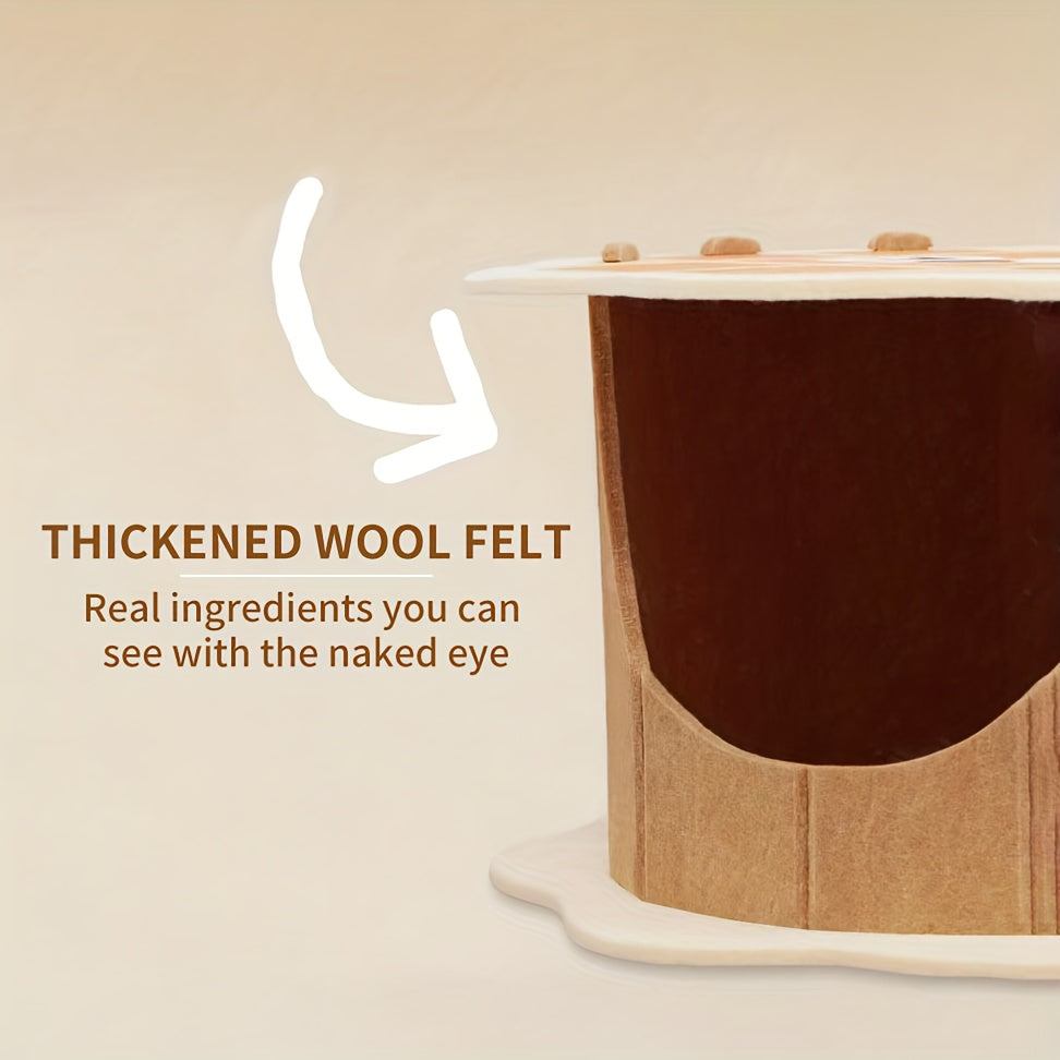 Waffle House Tunnel Hideaway Box, Durable Non-Shedding Felt Cat Bed with Semi-Enclosed Design for Security