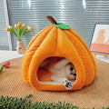 1pc Winter Cat Nest - Plush Pumpkin-Shaped Cat Bed with Removable