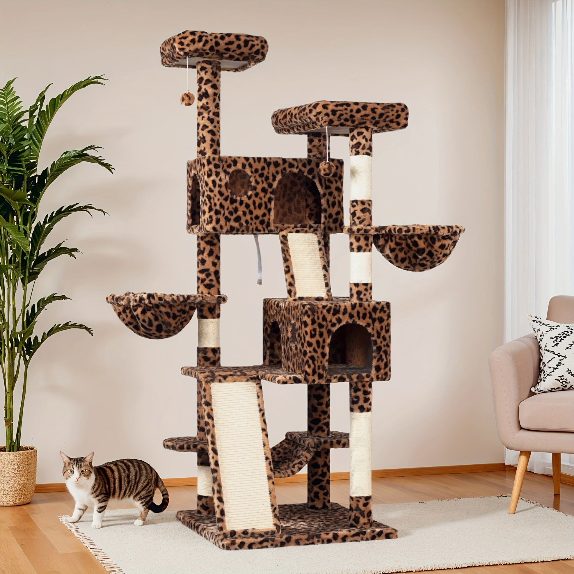 HOOMIC 65in Multi-Level Large Cat Tree Tower For Indoor Cats