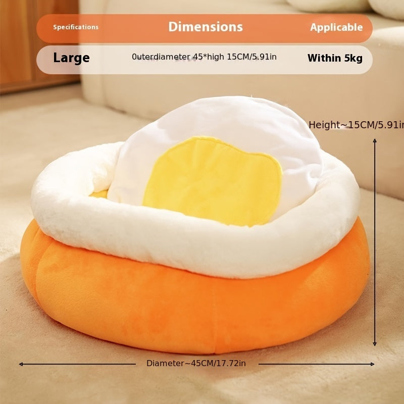 All-Season Comfort Cat Bed - Modern Semi-Enclosed Plush Cat House with Anti-Slip Bottom