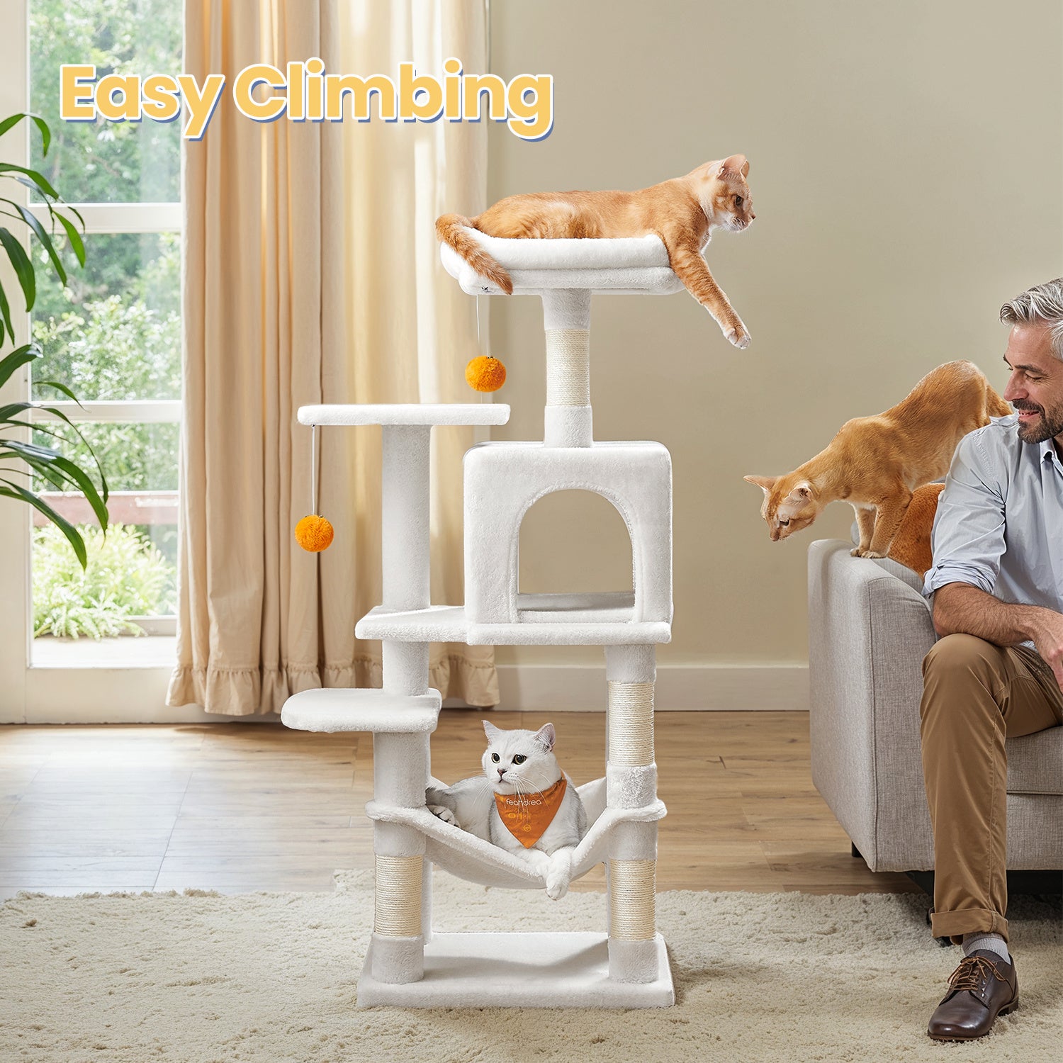 Cat Tree, 44.1-Inch Cat Tower for Indoor Cats, Multi-Level Cat Condo with 4 Scratching Posts