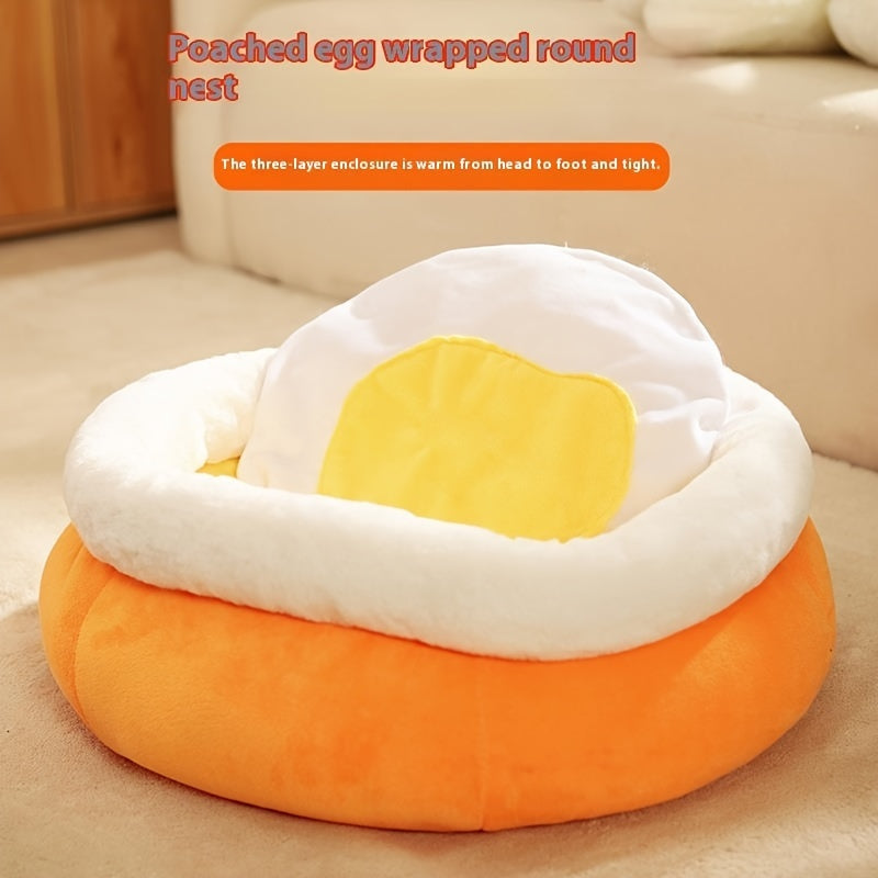 All-Season Comfort Cat Bed - Modern Semi-Enclosed Plush Cat House with Anti-Slip Bottom