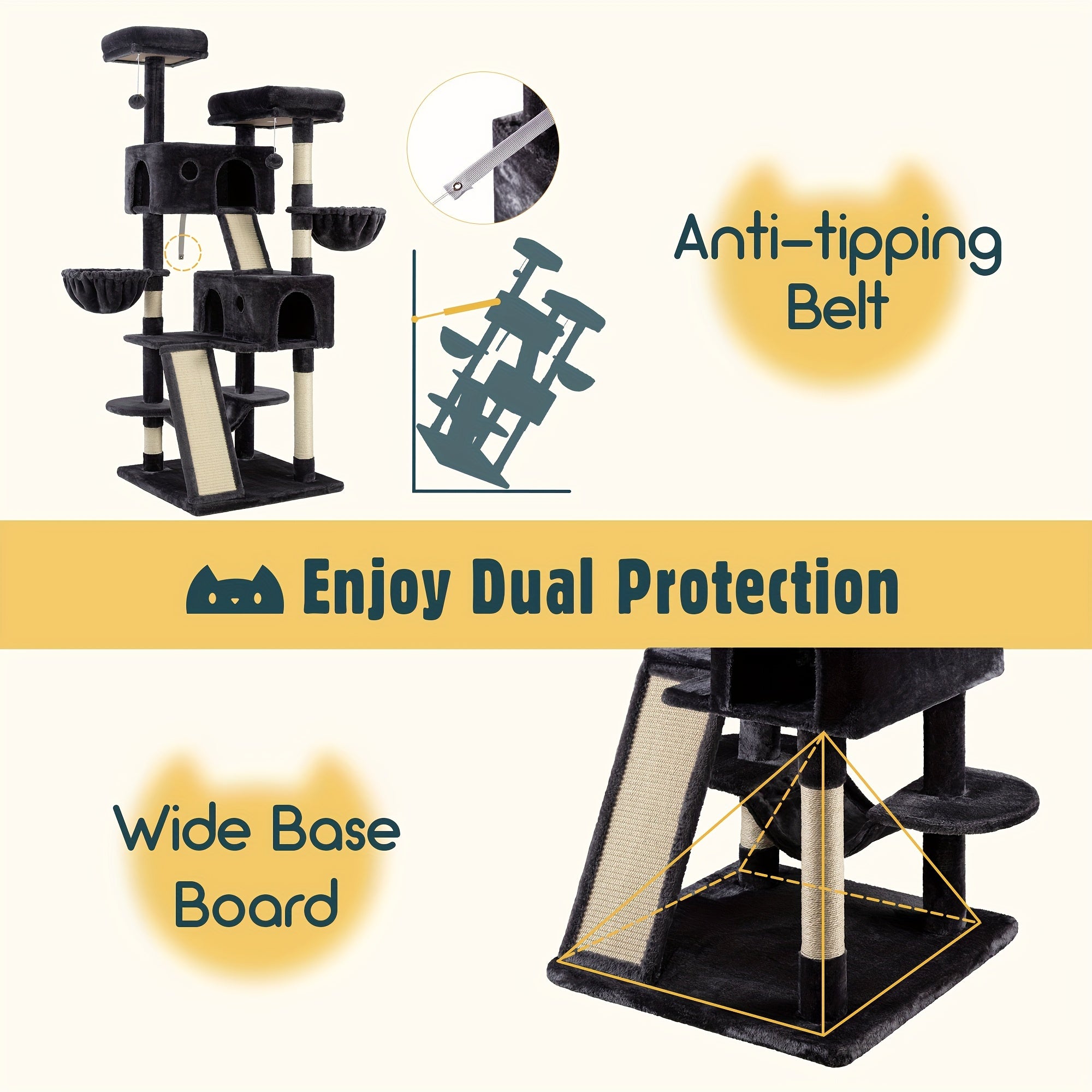 HOOMIC 65in Multi-Level Large Cat Tree Tower For Indoor Cats