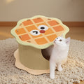 Waffle House Tunnel Hideaway Box, Durable Non-Shedding Felt Cat Bed with Semi-Enclosed Design for Security