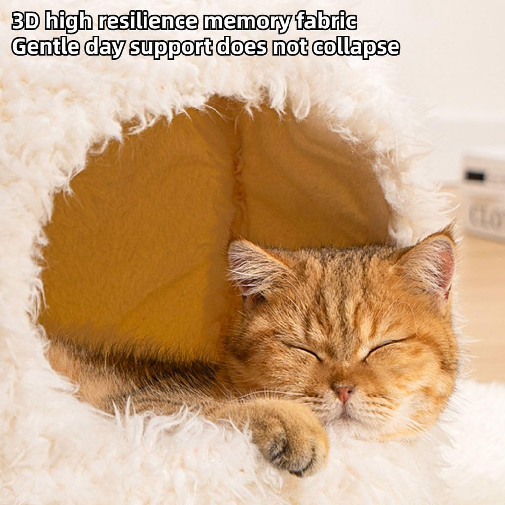 Cozy Cat Cave Bed with Privacy Cover, Winter Warm Dog House for Indoor Use