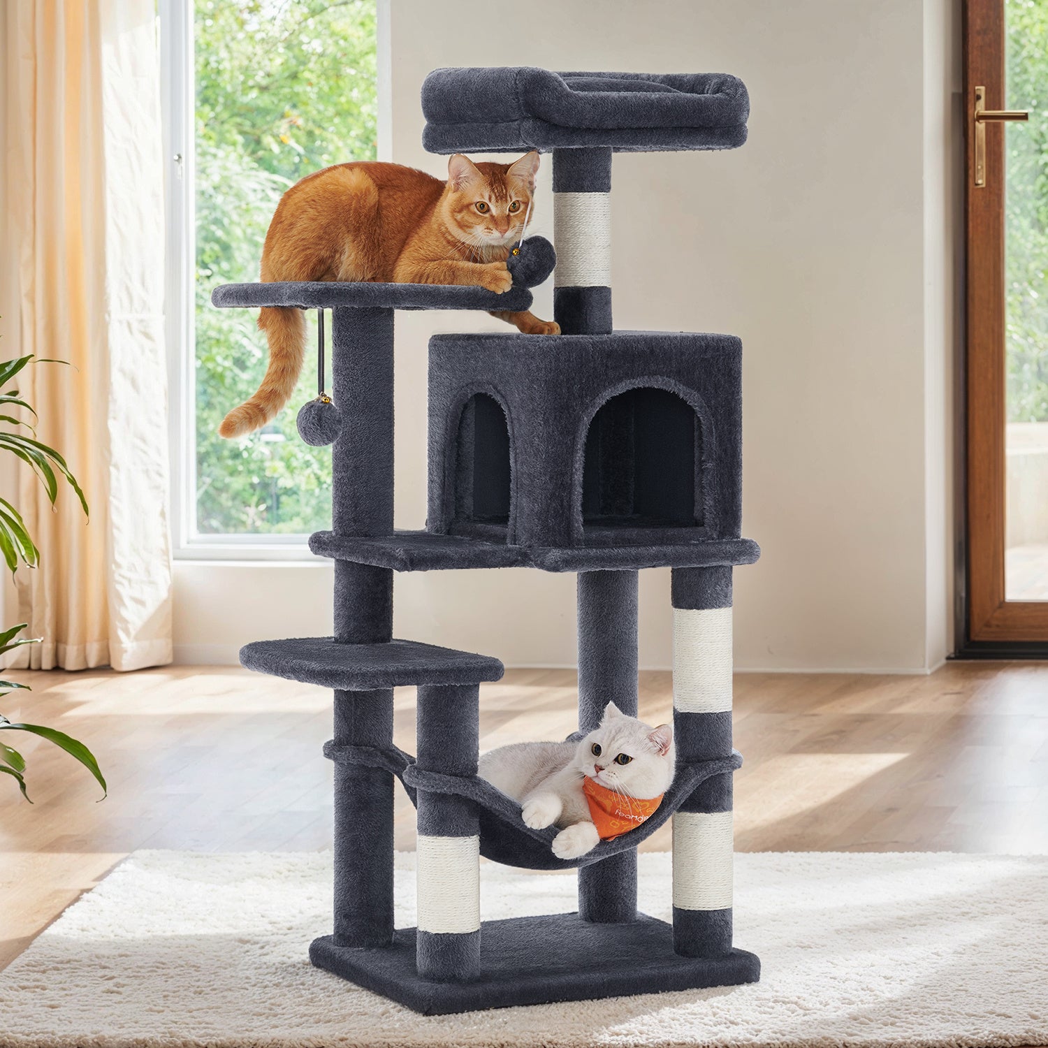 Cat Tree, 44.1-Inch Cat Tower for Indoor Cats, Multi-Level Cat Condo with 4 Scratching Posts