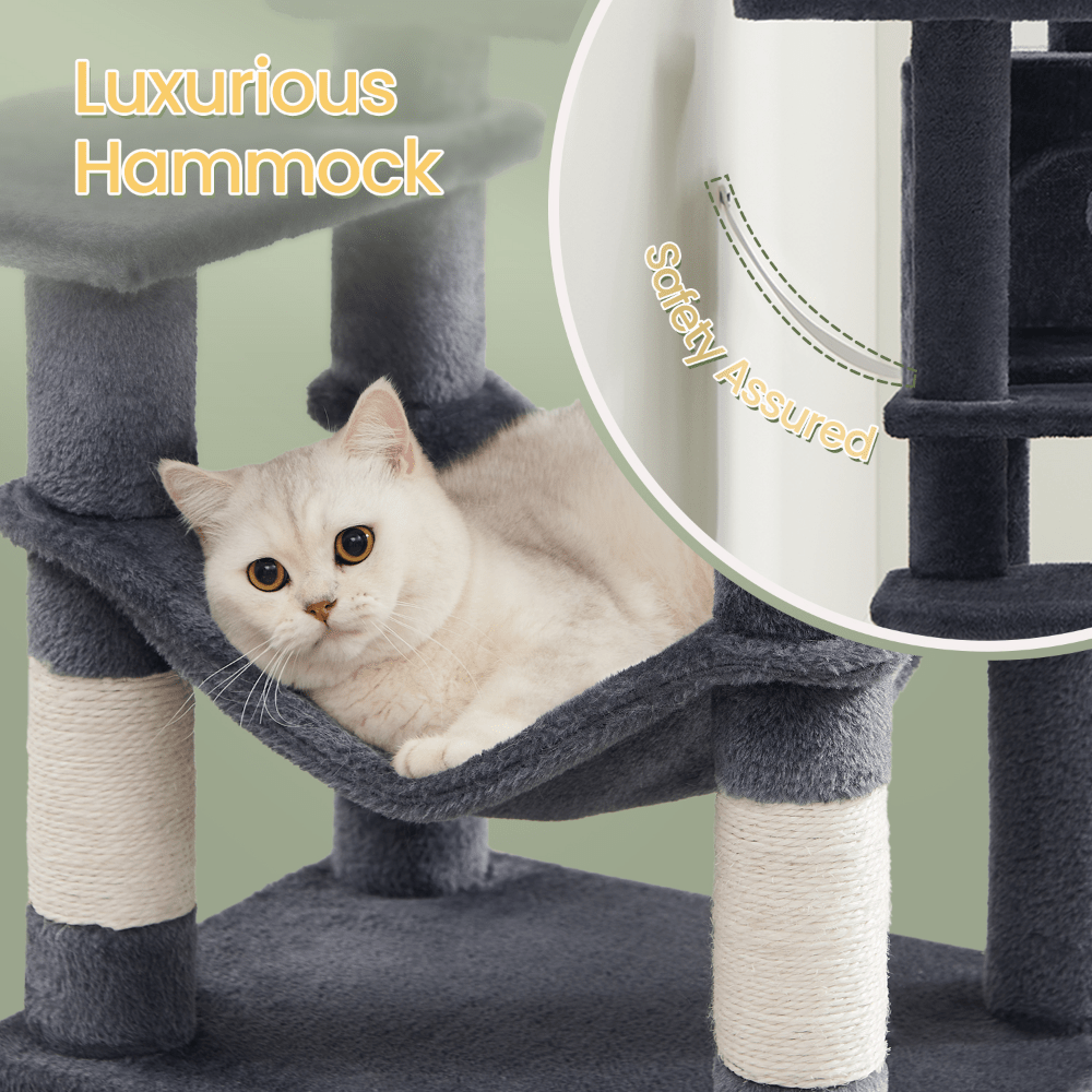 Cat Tree, 44.1-Inch Cat Tower for Indoor Cats, Multi-Level Cat Condo with 4 Scratching Posts