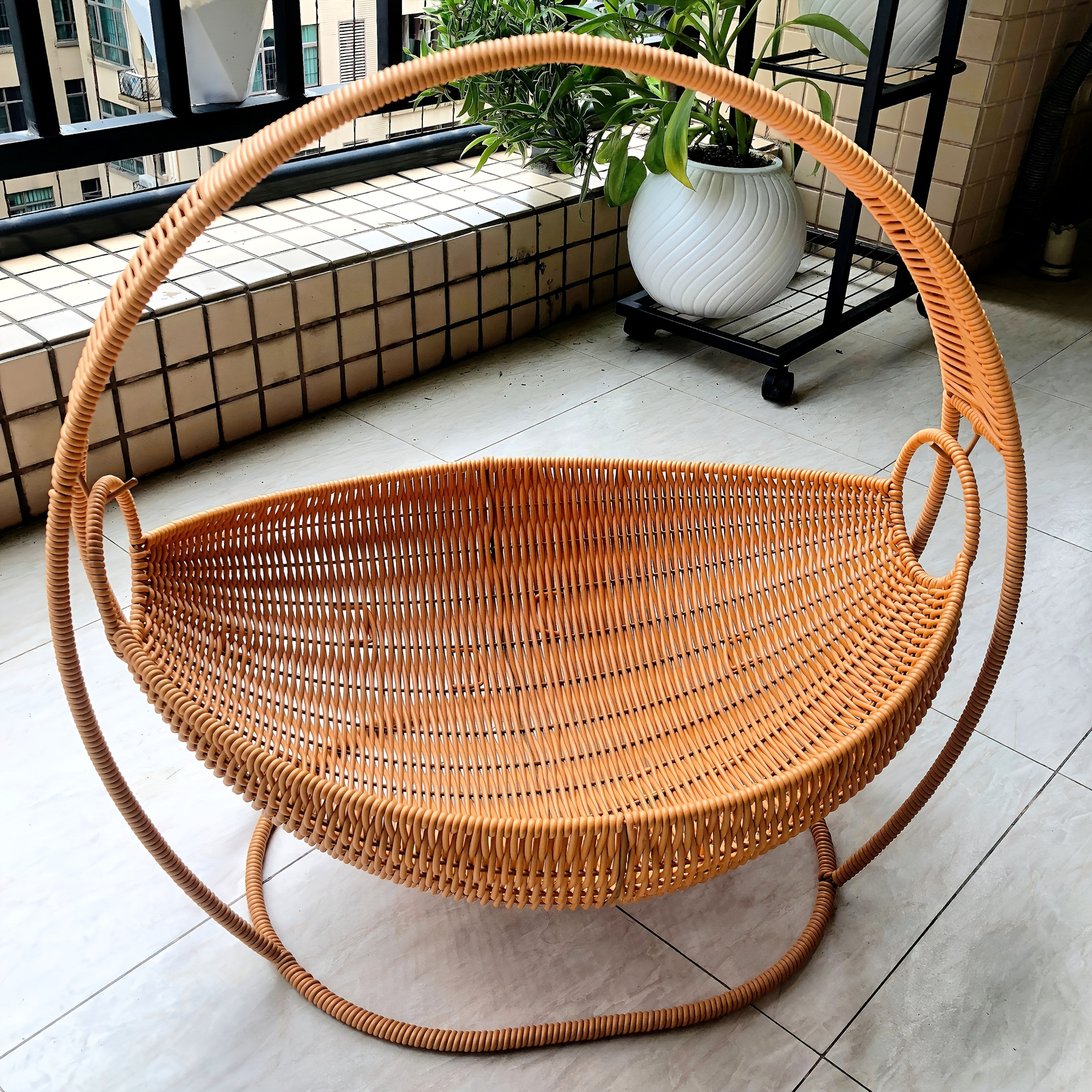 Handwoven | Large Handwoven Large Cat Hammock | Wicker Basket Bed with Stand Swing Cradle
