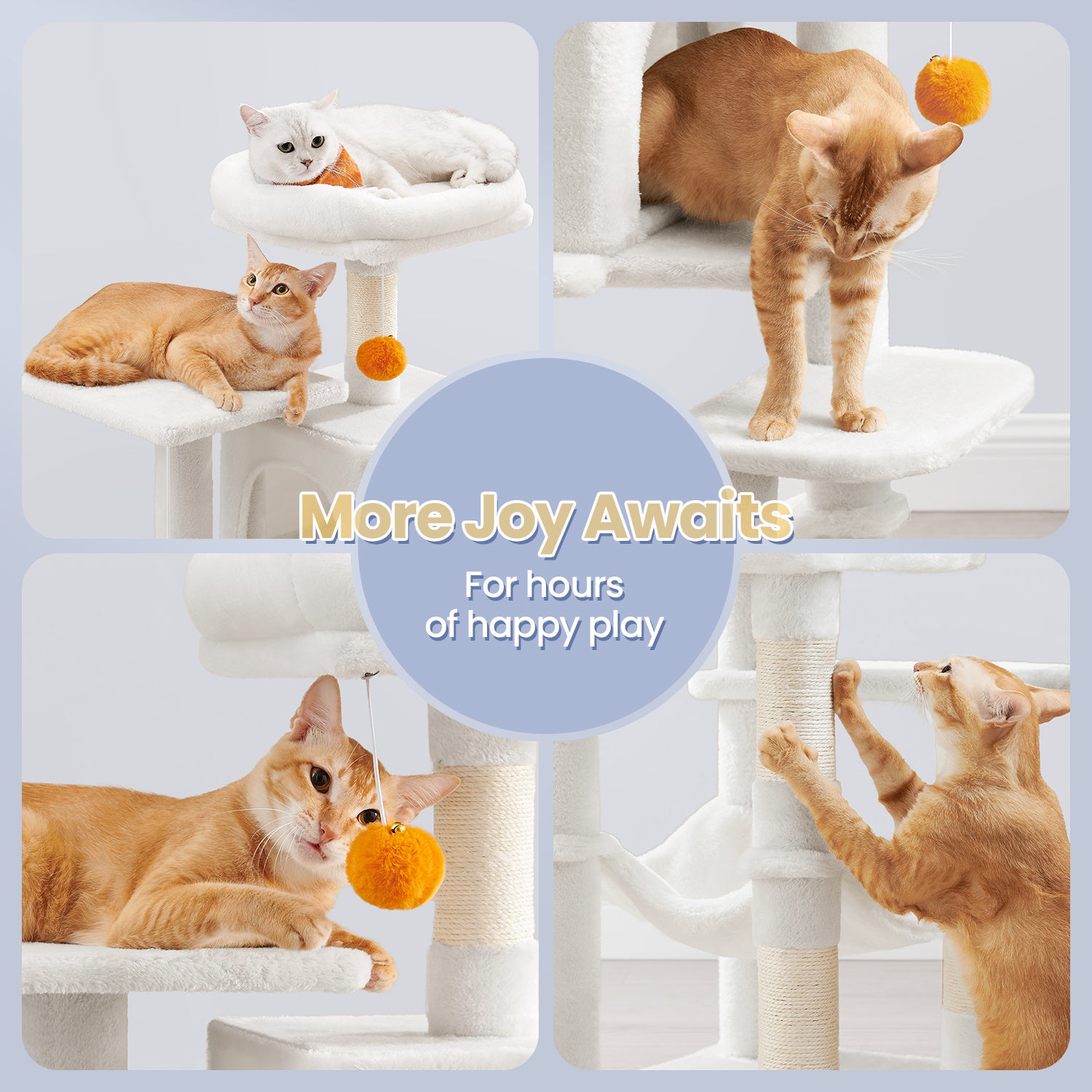 Cat Tree, 44.1-Inch Cat Tower for Indoor Cats, Multi-Level Cat Condo with 4 Scratching Posts