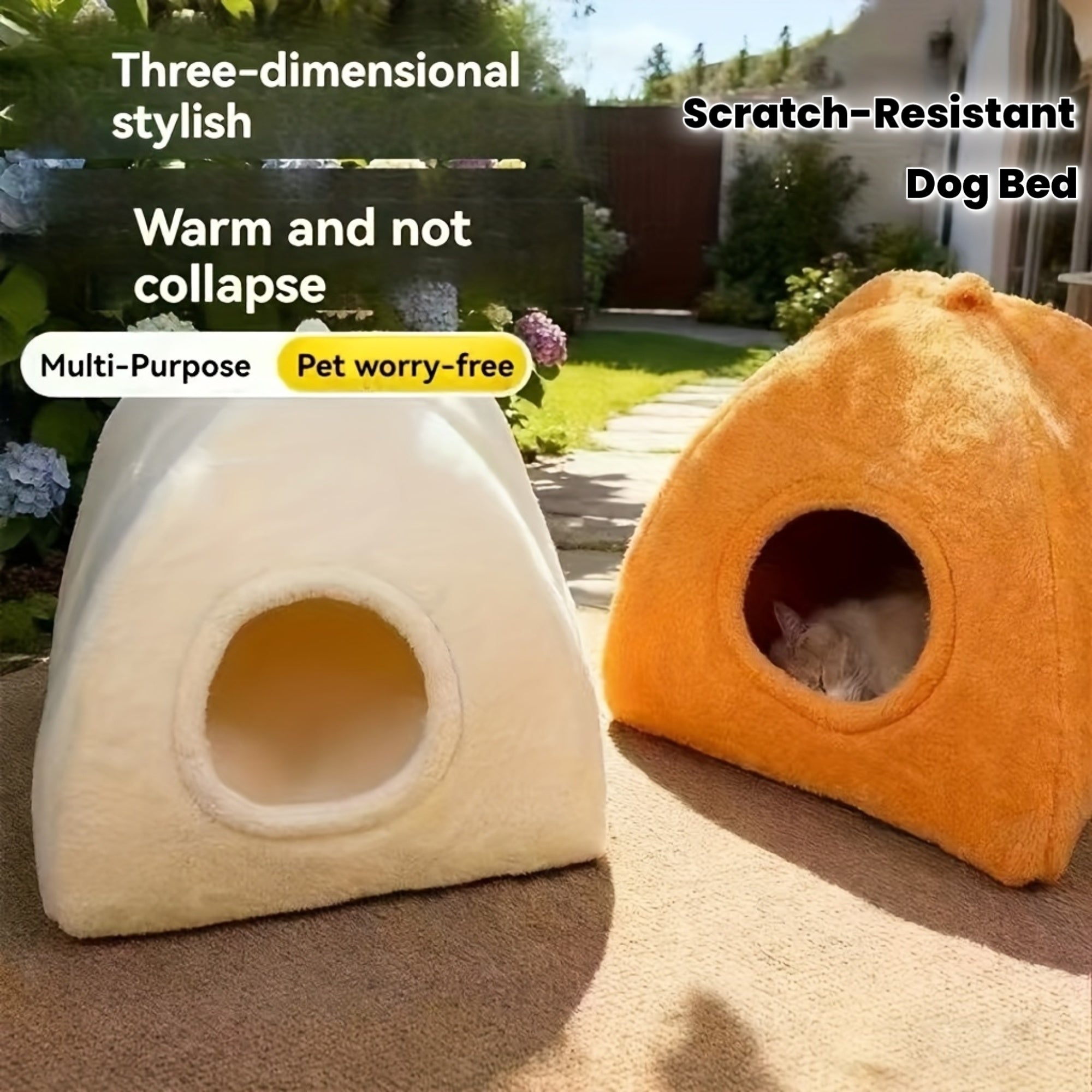New Triangular Pet Bed, Closed Cat House, Pet Bed for Winter Warmth