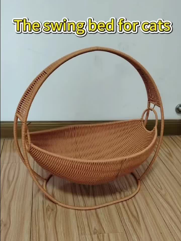 Handwoven | Large Handwoven Large Cat Hammock | Wicker Basket Bed with Stand Swing Cradle