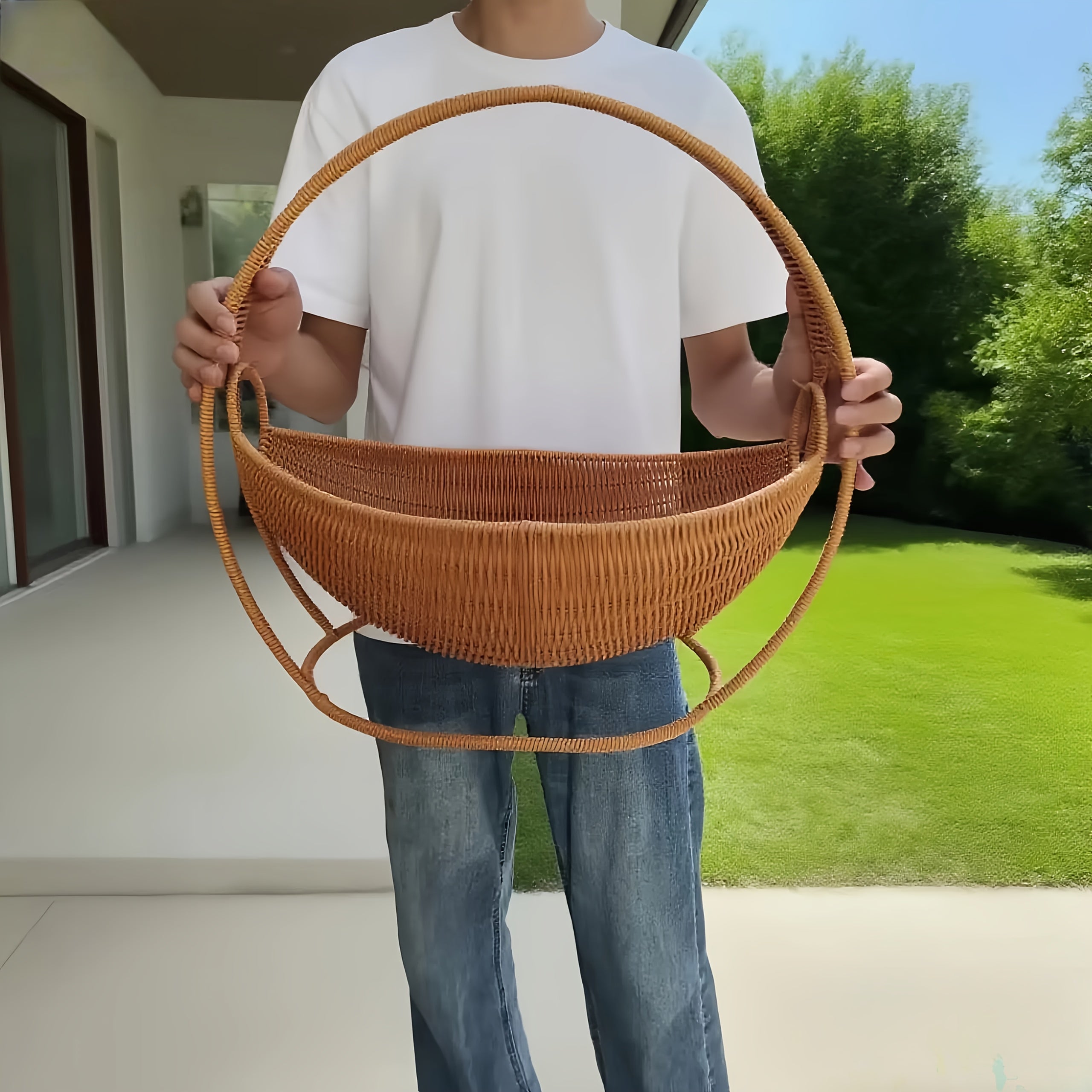 Handwoven | Large Handwoven Large Cat Hammock | Wicker Basket Bed with Stand Swing Cradle