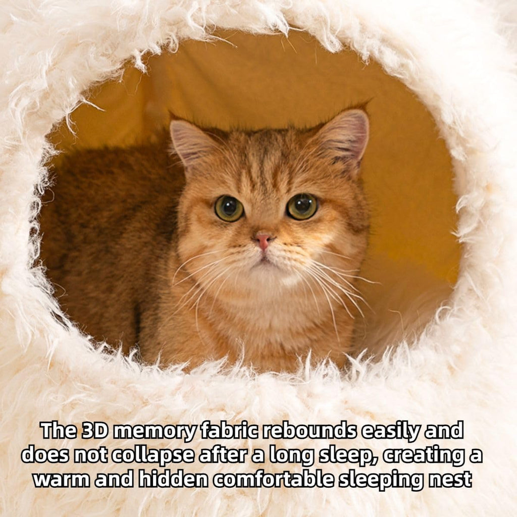 Cozy Cat Cave Bed with Privacy Cover, Winter Warm Dog House for Indoor Use
