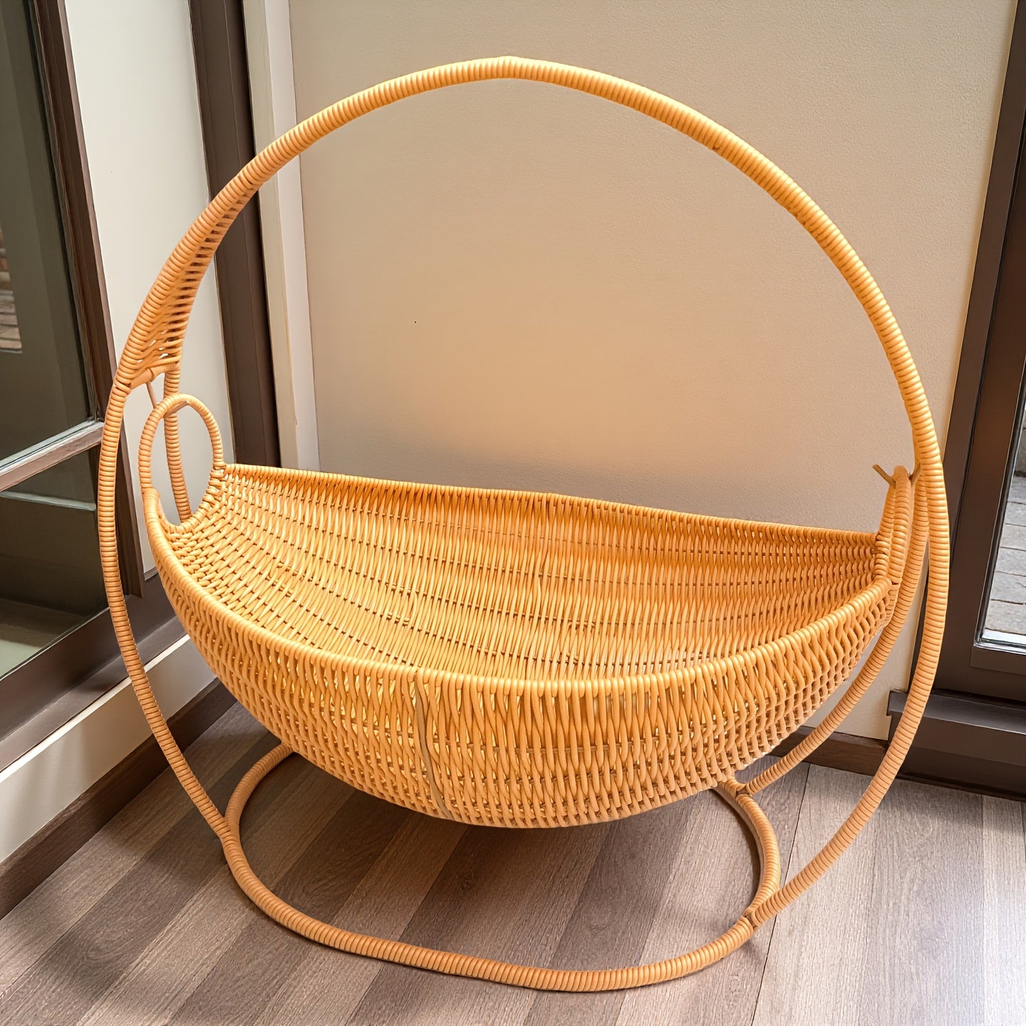 Handwoven | Large Handwoven Large Cat Hammock | Wicker Basket Bed with Stand Swing Cradle