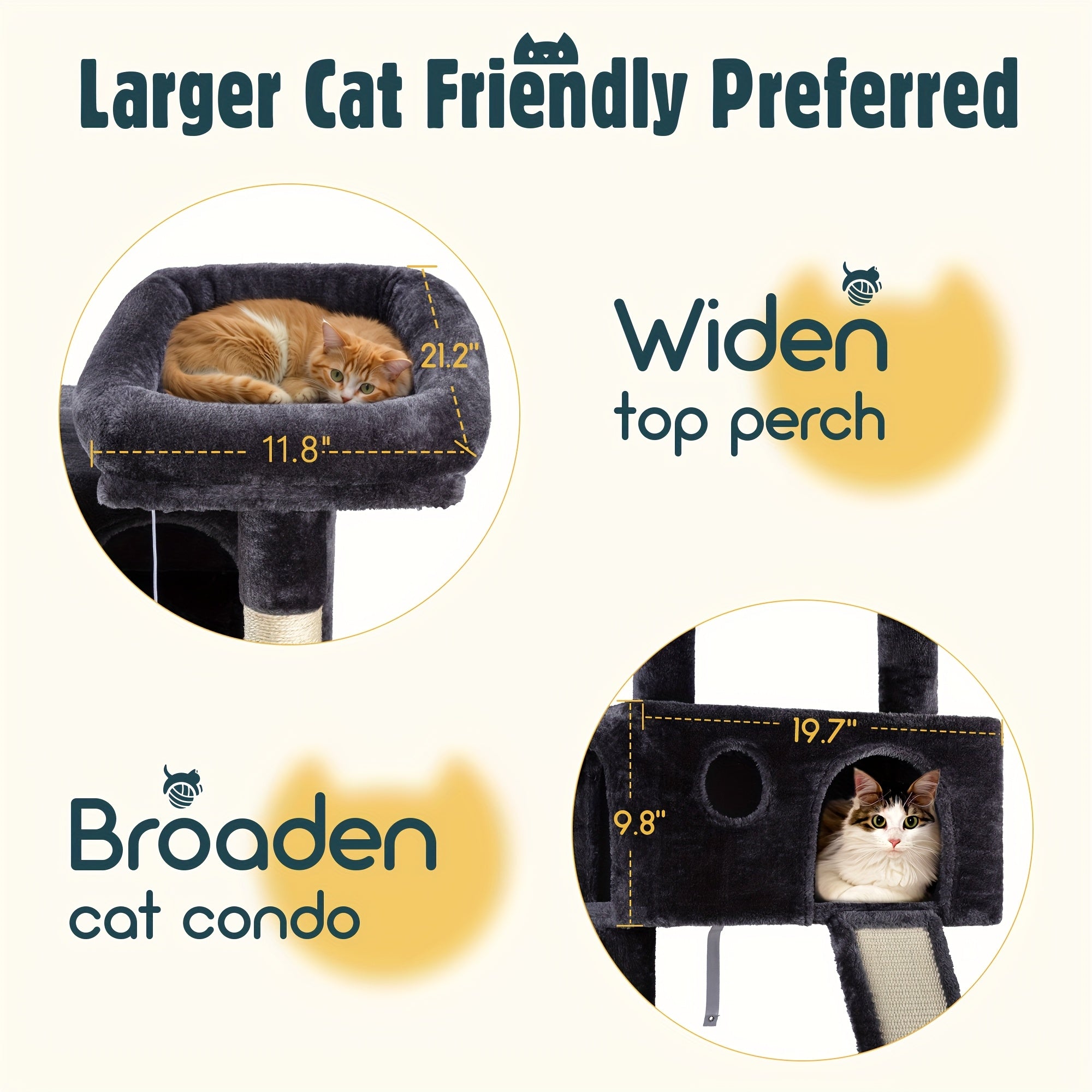 HOOMIC 65in Multi-Level Large Cat Tree Tower For Indoor Cats