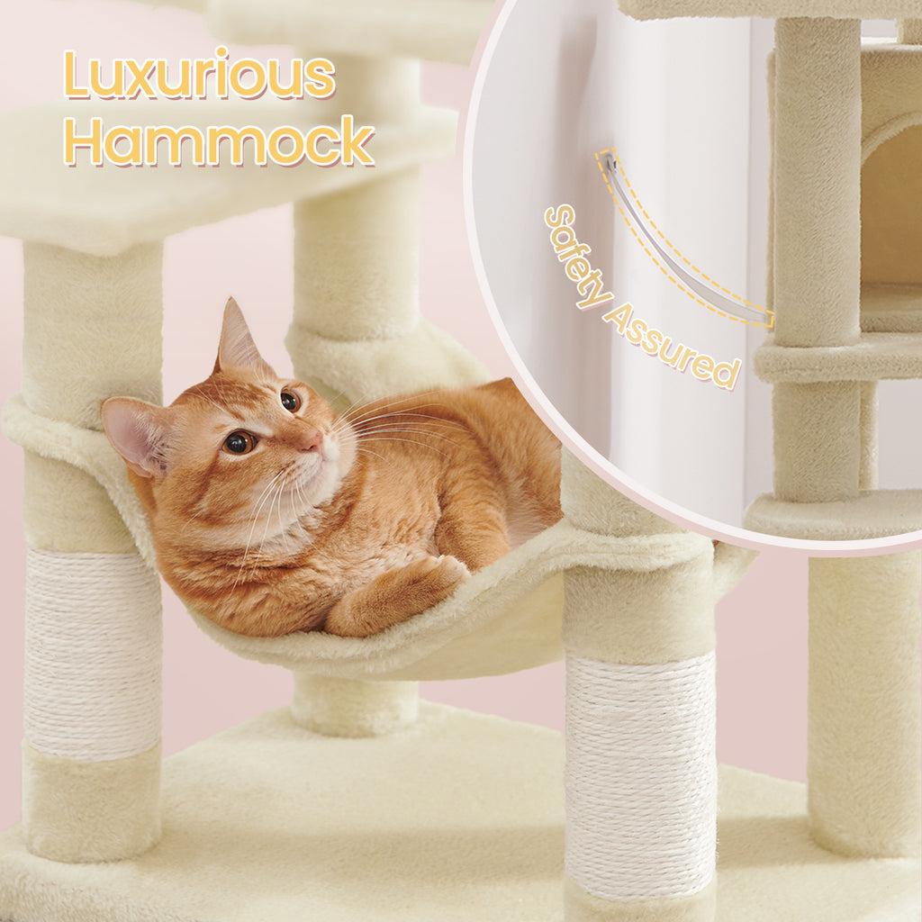 Cat Tree, 44.1-Inch Cat Tower for Indoor Cats, Multi-Level Cat Condo with 4 Scratching Posts