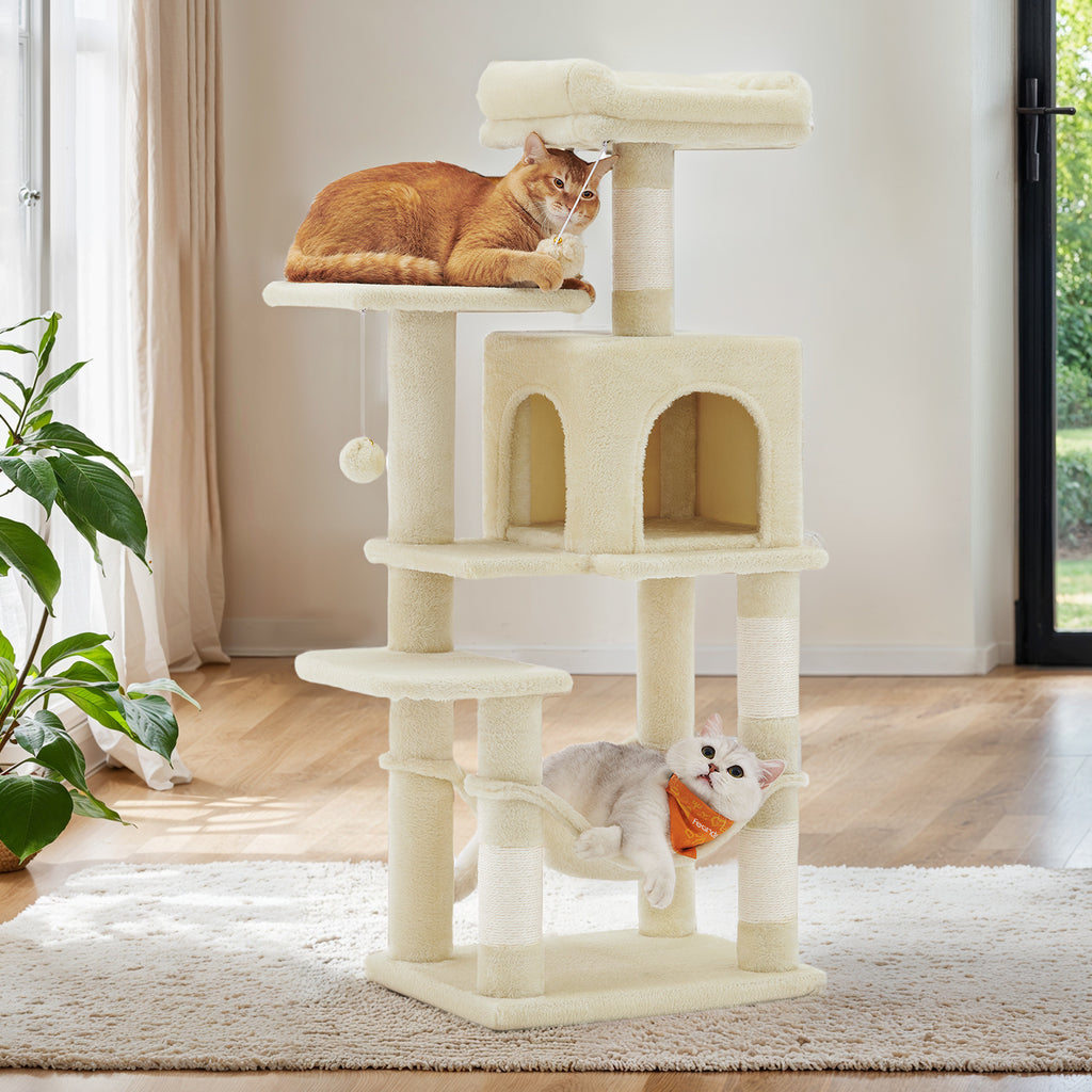 Cat Tree, 44.1-Inch Cat Tower for Indoor Cats, Multi-Level Cat Condo with 4 Scratching Posts